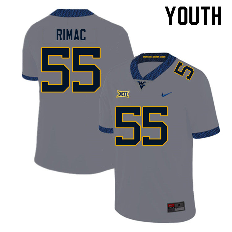 Youth #55 Tomas Rimac West Virginia Mountaineers College Football Jerseys Sale-Gray